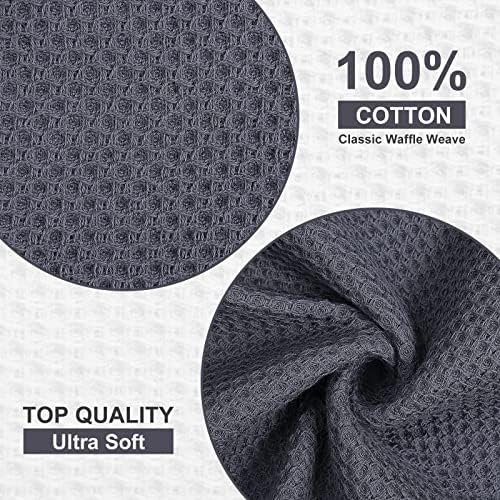 Kitinjoy 100% Cotton Waffle 8-Pack Kitchen Towels, Dark Grey - Image 2