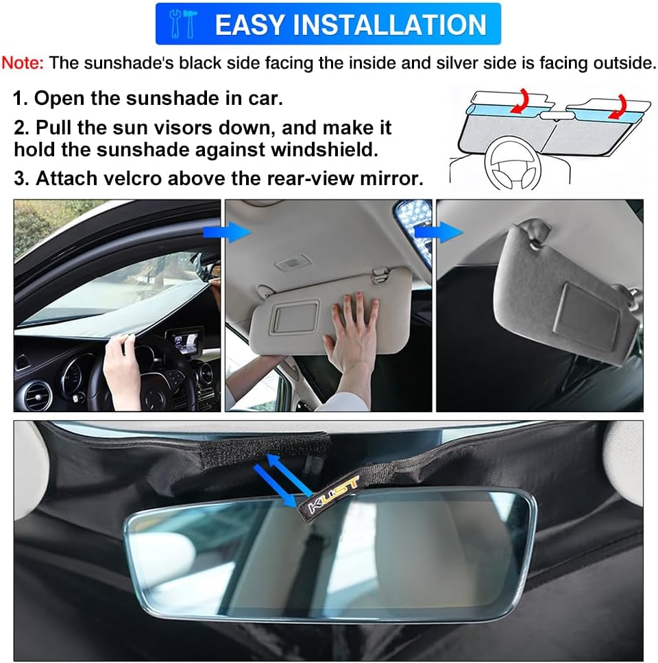 KUST Custom Fit Windshield Sun Shade for 2018-2025 2026 Volvo XC60 Accessories Sunshade Window Sun Visor Protector Foldable Blocks UV Rays Keep Your Car Cooler