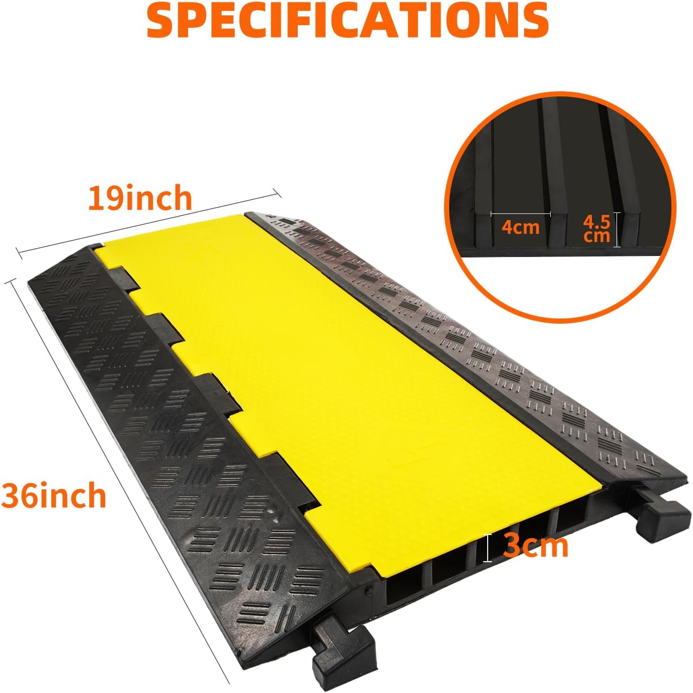 5 Channel 2 Pack Cable Protector Ramp Traffic Wire and Hose Ramp Cord Cover Heavy Duty Channels 18,000 lbs Load Capacity Cable Wire Ramp Speed Bump Driveway Cable Ramp Protective Cover