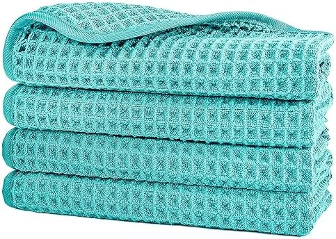 POLYTE 430 GSM Poly Blend Microfiber Waffle Wash Cloth Face Towel, 13x13 in by Polyte
