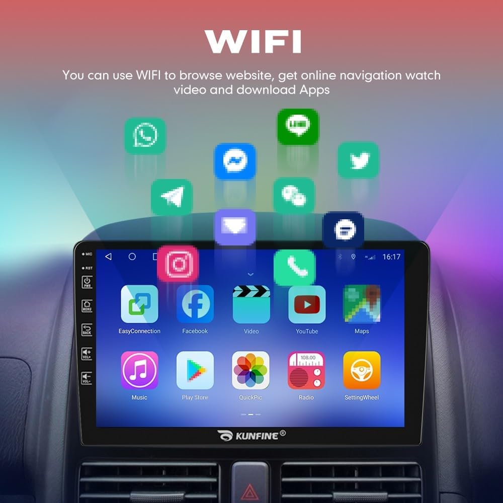 Kunfine Car CarPlay Android Auto Navigation Stereo GPS Radio Reverse Camera Display 9" IPS Touchscreen Headunit Tablet Pad Media Player For Peugeot 301 2013-2022, if Applicable Octa Core 3G+32G Silver