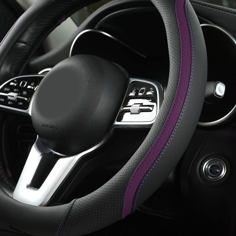 Szttswamp Car Steering Wheel Cover, Microfiber Leather Purple 14.5-15 Inch - Image 2