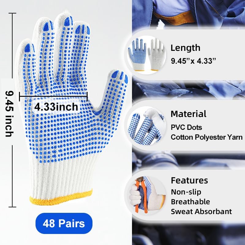 48 Pairs Cotton Work Gloves Bulk - Image 2