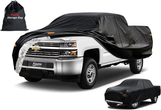 Kayme Truck Cover Custom Fit Chevrolet Silverado 2500HD(2020-2025) Crew Cab SB. Full Exterior Heavy Duty Outdoor Pickup Truck Car Cover Waterproof All Weather.Car Tarp for Wind Sun Dust Protection.