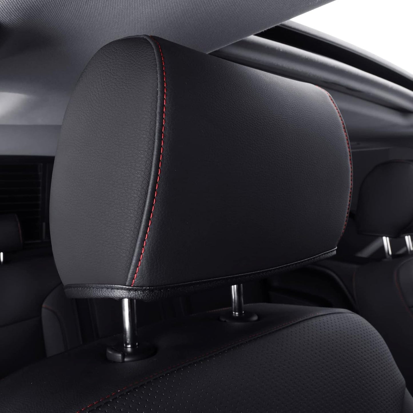 LUCKYMAN CLUB Custom Fit Seat Covers for 2014-2018 Chevy Silverado Sierra 1500 Crew Cab, 2015-2019 Silverado Sierra 2500 3500 Crew Cab (Black&Red)