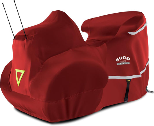 Rosefray Motorcycle Cover with Side+Top Box Heavy Duty 600D Waterproof for Touring Models Harley Davidson Ultra Limited,Road Glide Limited, Gold Wing,Road Master,Indoor & Outdoor Storage Red