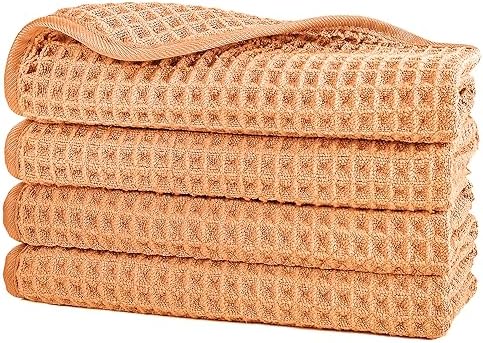 POLYTE 430 GSM Poly Blend Microfiber Waffle Wash Cloth Face Towel, 13x13 in by Polyte