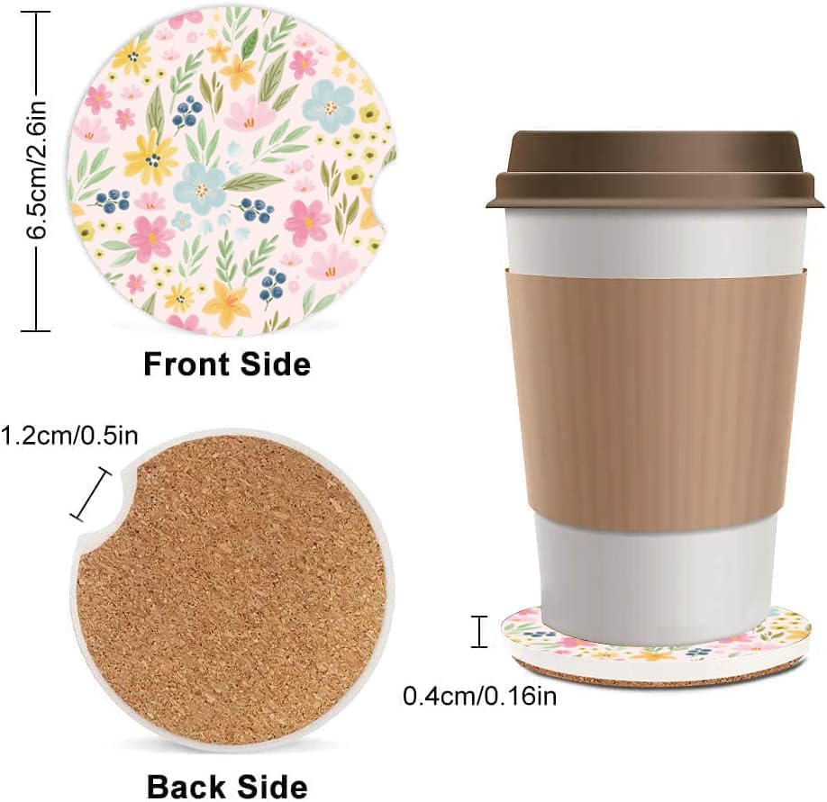 Absorbent Car Cupholder Coaster 2 Pack, Cute Car Coasters - Image 2