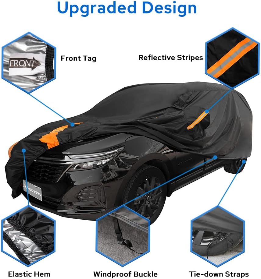 Avecrew SUV Car Cover Waterproof All Weather for Automobiles, Outdoor Heavy Duty Full Exterior SUV Covers (Length: 182"-191")