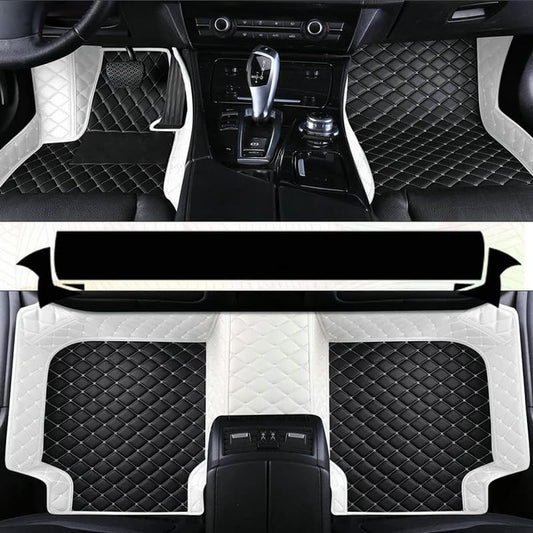 TAHALICustom Colors Car Floor Mats Black Pink for 99.9% Sedan SUV Sports， All-Weather Liners Car Floor mat，Luxury Leather Automotive Floor Mats (Black and White-,3D Floor Mats)