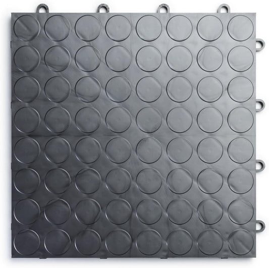 Big Floors RaceDeck CircleTrac, Interlocking Non-Slip Garage Flooring Tile, Durable, Modular, Heavy-Duty Copolymer, Easy Install (Graphite, 48 Pack of 12 x 12" Tiles)