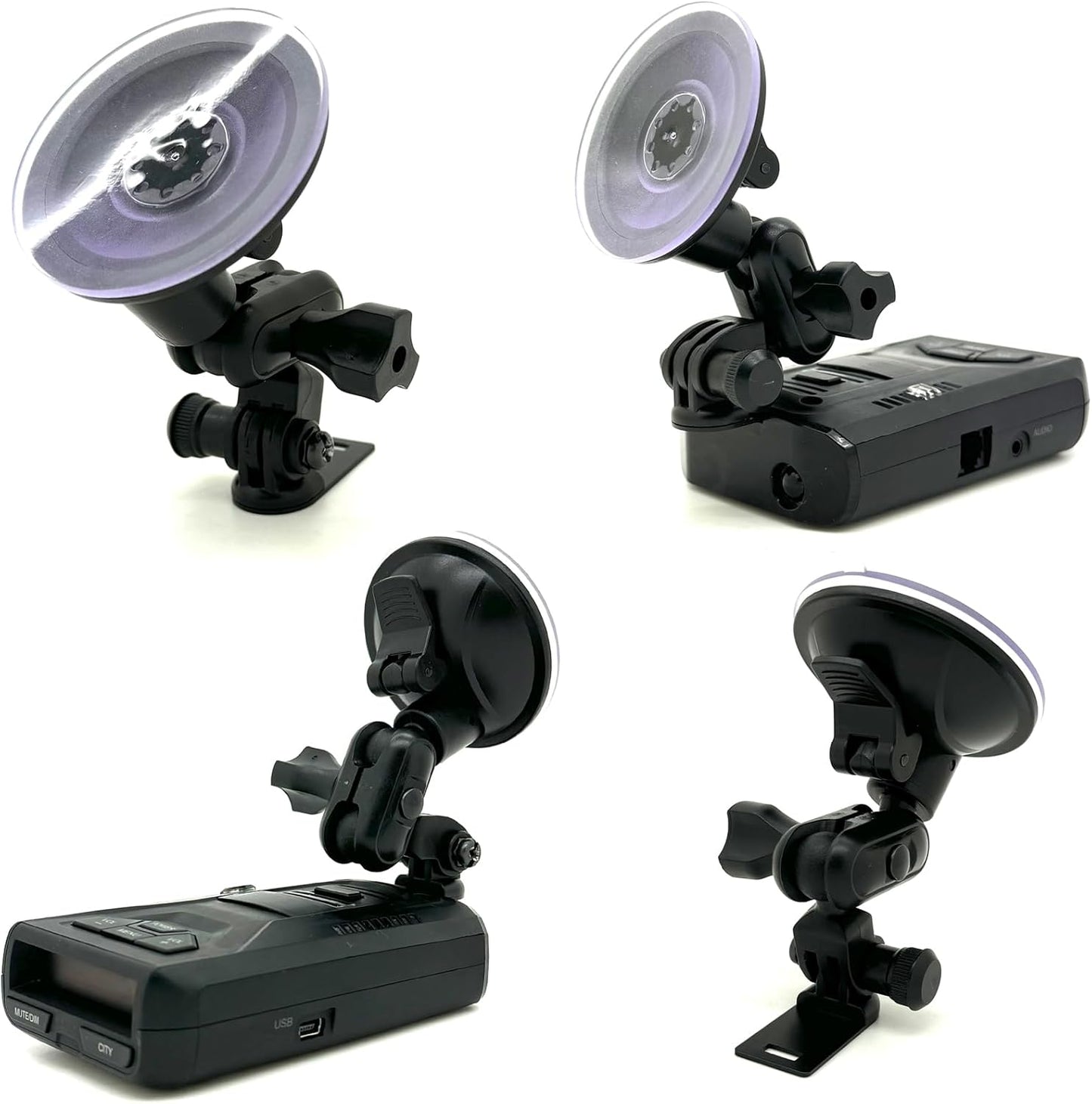 Ehnanced Dual Ball Joint Adjust Suction Cup Bracket Compatible for UNIDEN R1 R2 R3 R4 R7 R8 R9 DFR3 DFR6 DFR7 DFR8 DFR9 Radar Detector