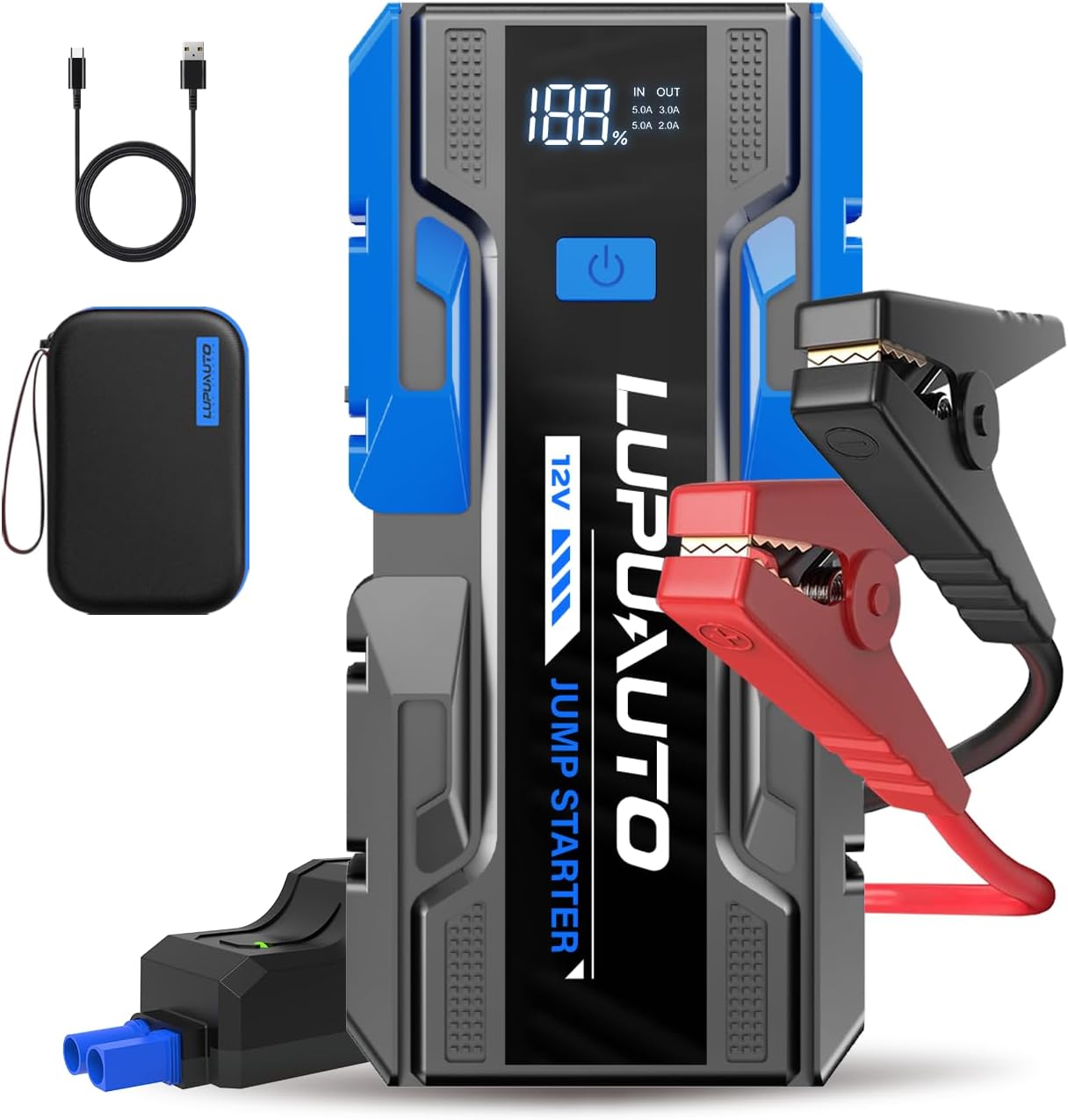 3000A Jump Starter, Portable Car Battery Jump Starter for Up to 9.0L Gas & 7.0L Diesel Engines, Car Battery Booster Pack with Built-in LED Light