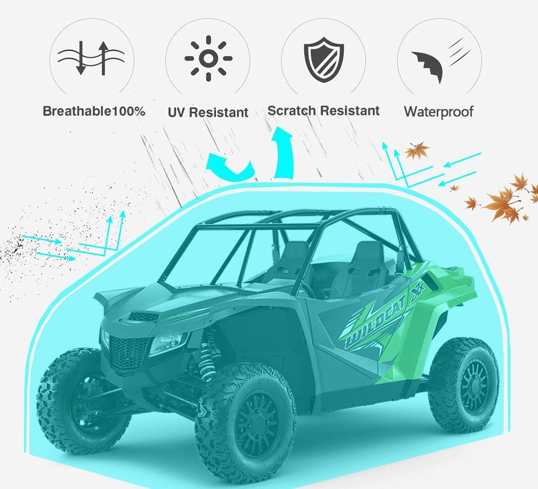 UTV Cover with Heavy Duty 420D Oxford Fabric, Side by Side UTV Cover Protects from Rain, Hail, Leaves and UV, 165’’x70’’x75’’ Utility UTV Cover Fit Polaris Can-Am Defender