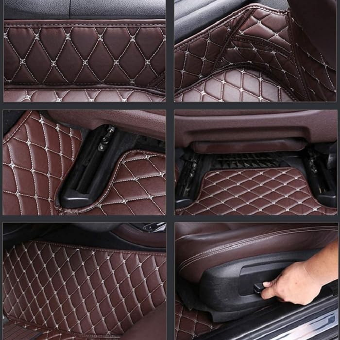 Customized Personalized car Floor mats, All-Weather Luxury car Floor mats, Waterproof and Anti Slip Leather car Floor mat Lining, 95% Customized car, Truck, and SUV Floor mats (Black and red Stripes)