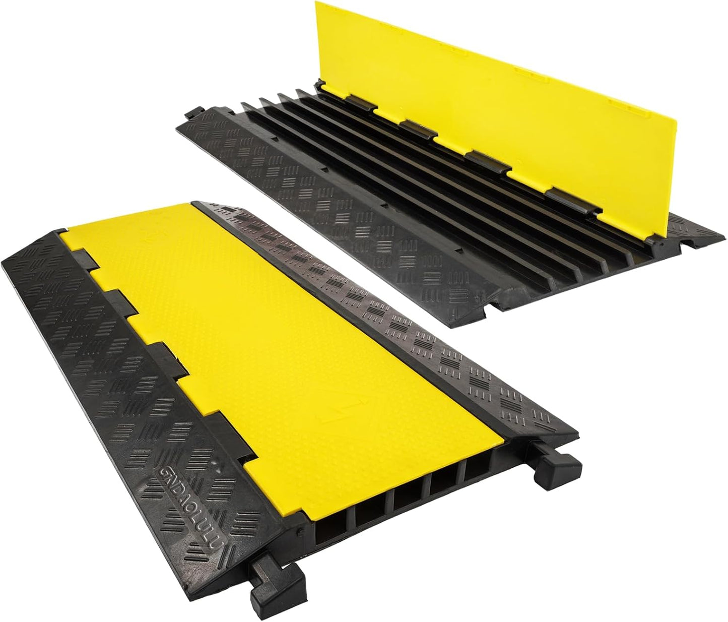 5 Channel 2 Pack Cable Protector Ramp Traffic Wire and Hose Ramp Cord Cover Heavy Duty Channels 18,000 lbs Load Capacity Cable Wire Ramp Speed Bump Driveway Cable Ramp Protective Cover