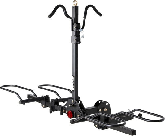 Young 200 lbs. Capacity Hitch Mounted 2-Bike Rack with Lock for Standard, Mountain, Fat Tire Bikes, fit Car, SUV, Van, RV, Trailer, Truck，Fits up to 5" Fat Tire Width and 50" Wheelbase，for 2" Receiver
