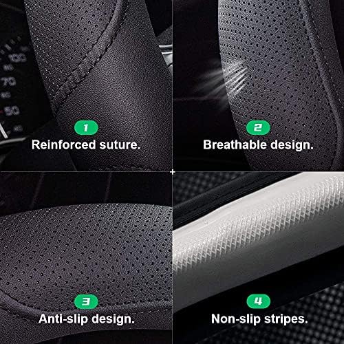 Car Steering Wheel Cover, 14.5-15 Inch Black Universal Microfiber Leather - Image 4