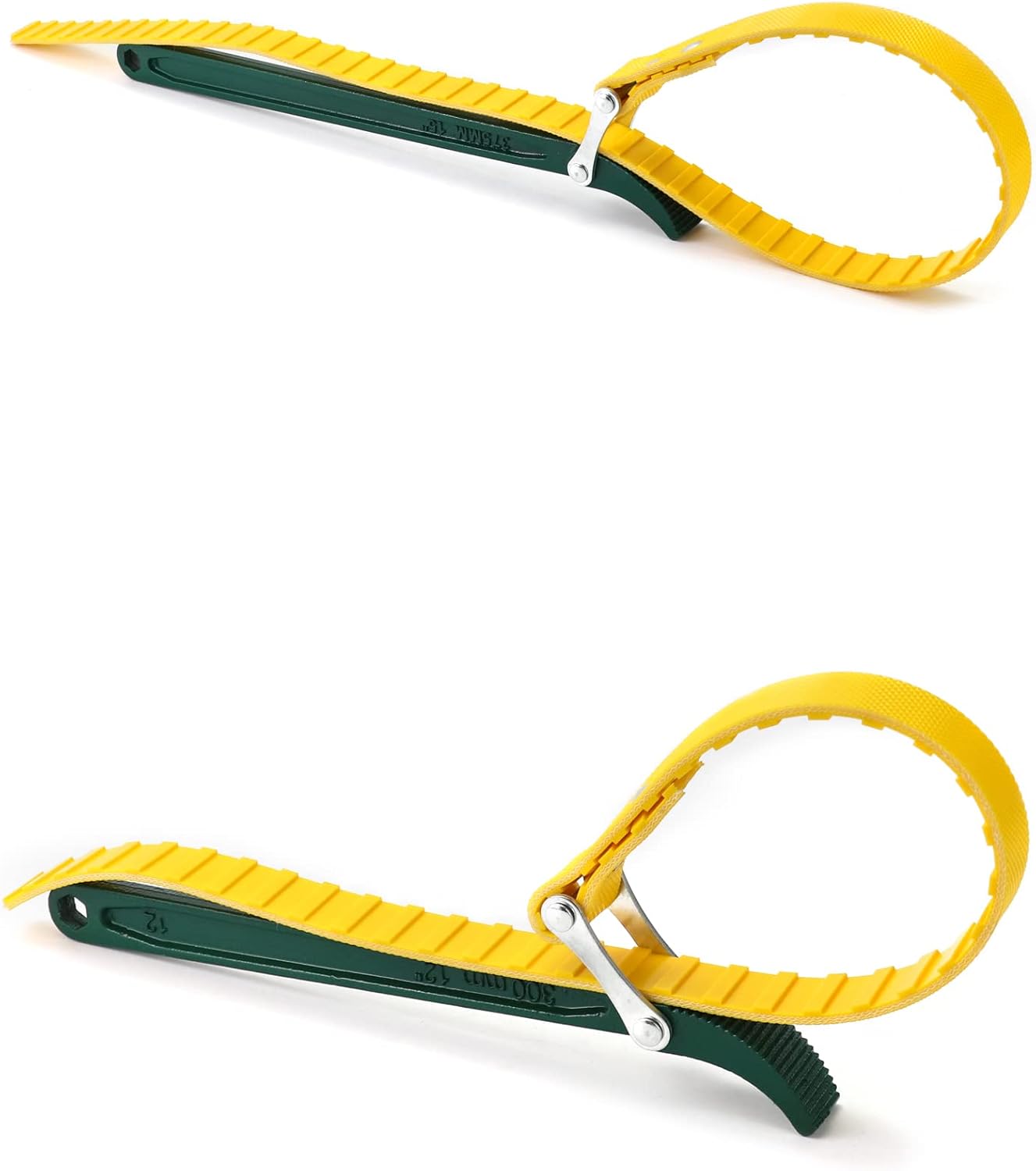 QWORK 15" + 12" Belt Strap Wrench, Multi-Purpose Adjustable Strap Oil Filter Strap Opener Wrench,with 35 7/16 inches Capacity Adjustable Strap, 2 Pack