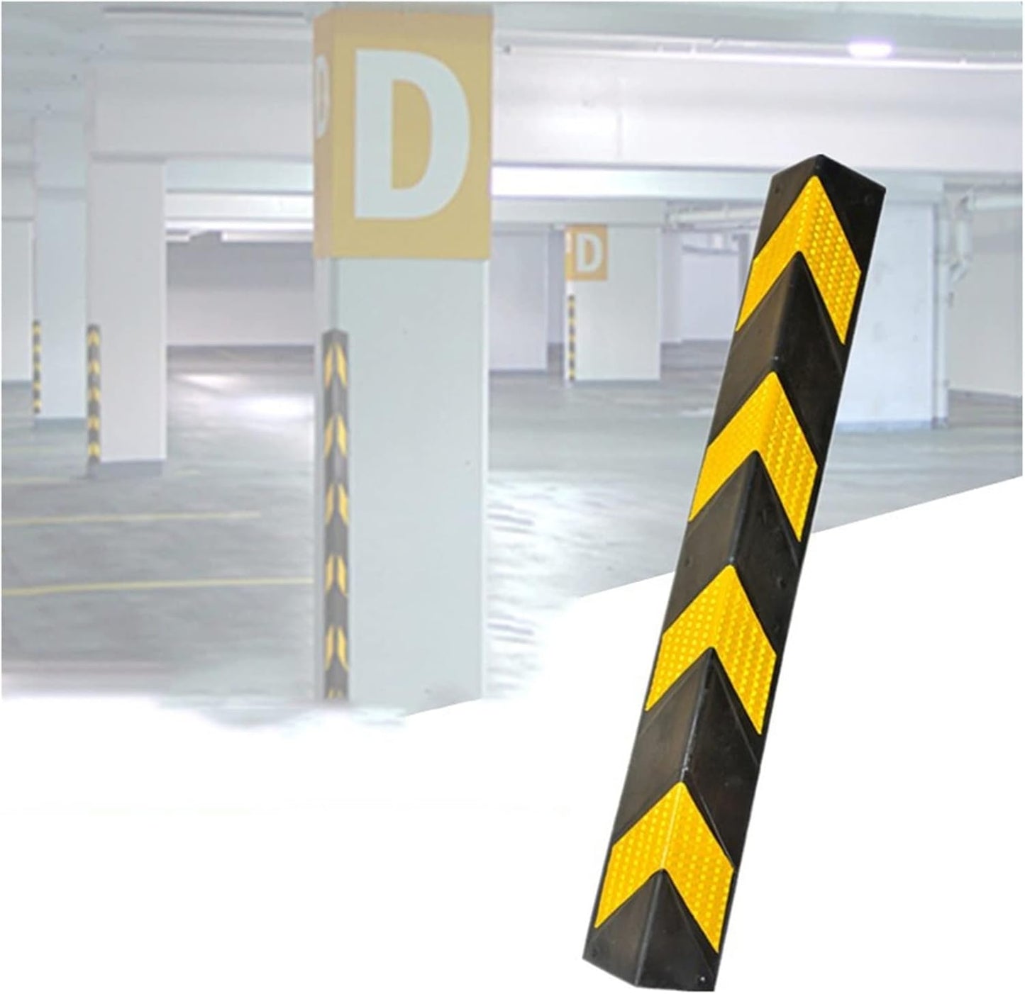 XPLKQXE Reflective Rubber Wall Corner Guard, Rubber Wall Protector Corner Protector, for Parking Protection Car Corner Guardrail Post (Color : Black+Yellow, Size : 20pcs)