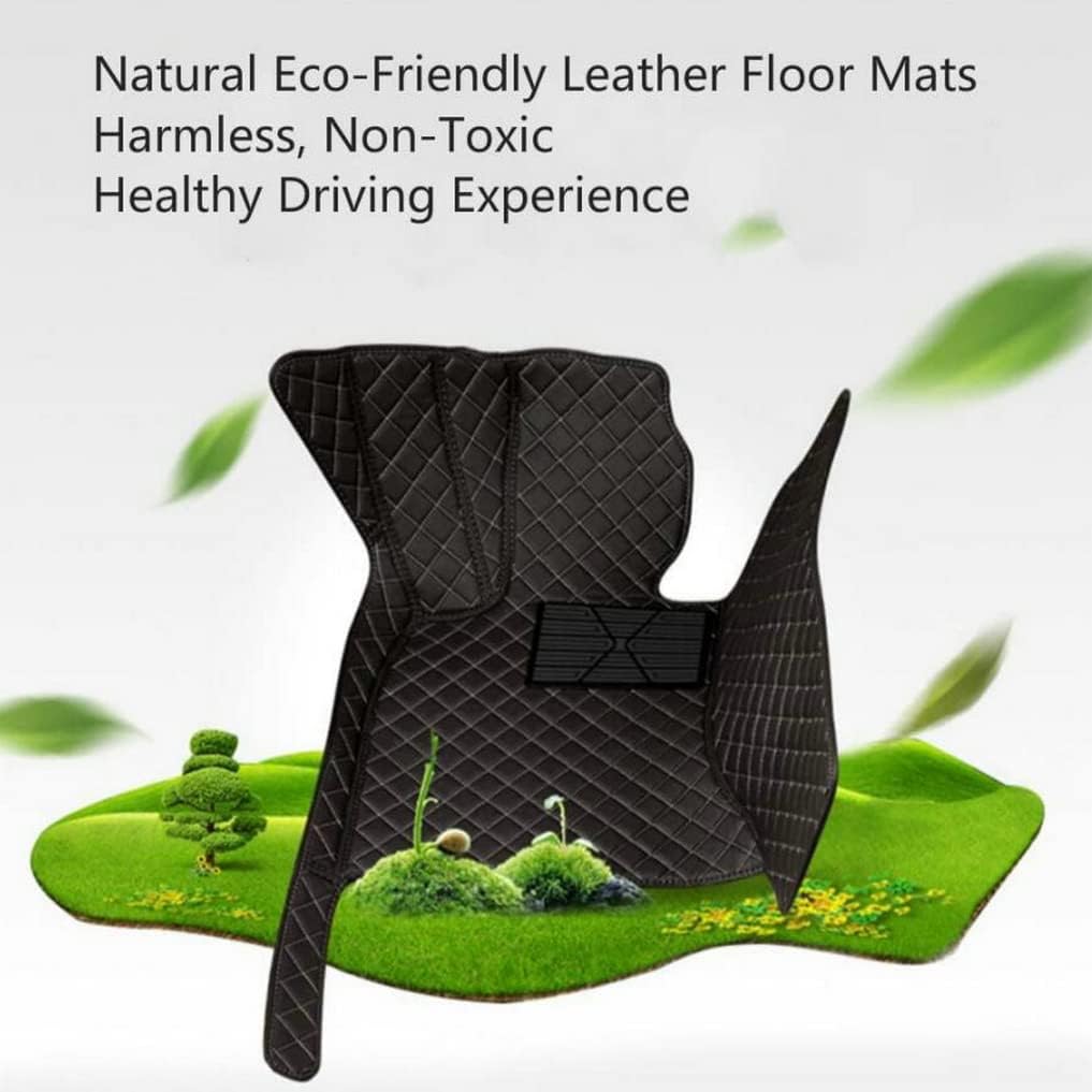Custom All-Weather Protection Leather Car Floor Mats for Cars Sedan SUV Sports Car Waterproof Floor Mat (Black+Orange)