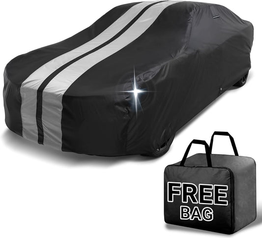 iCarCover Custom Car Cover for Buick Electra (1977-1984) Waterproof All-Weather Rain Snow UV Sun Protector Full Exterior Indoor Outdoor Car Cover (Stripe - Black/Gray)