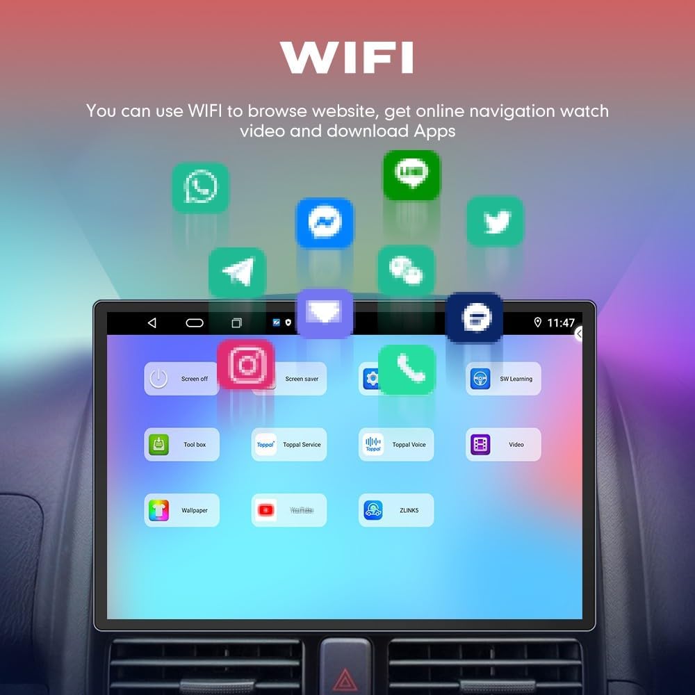 Kunfine Car CarPlay Android Auto Navigation Stereo GPS Radio Camera Display 13.1" QLED Touchscreen Headunit Tablet Media Player for Peugeot 301 2013-2022, if Applicable Octa Core 4G+64G Matte Black