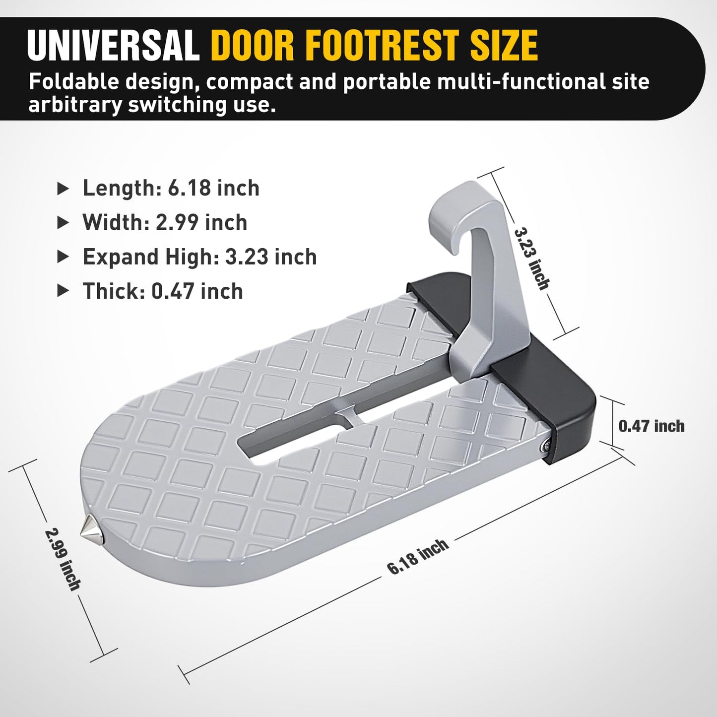 Nilight Car Door Step for Roof Access Universal Car Step Hook for Roof SUV Trucks Folding Aluminum Alloy Vehicle Door Latch Step Pedal with Glass Breaker Safety Hammer, Max Load 400lbs, 2 Pack Gray
