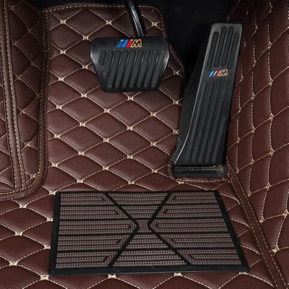 Custom All-Weather Protection Luxury Leather Floor Mats for Cars SUVs Trucks According Anti-Slip Leather Floor mats ﻿ (20,Yellow and Striped Black)