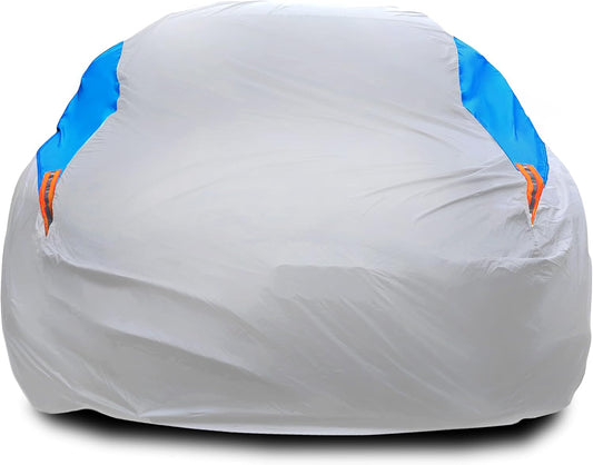 MORNYRAY Waterproof Car Cover All Weather Snowproof UV Protection Windproof Outdoor Full car Cover, Universal Fit for Sedan (Silvery, A4-Fit Sedan Length(186-193 inch)