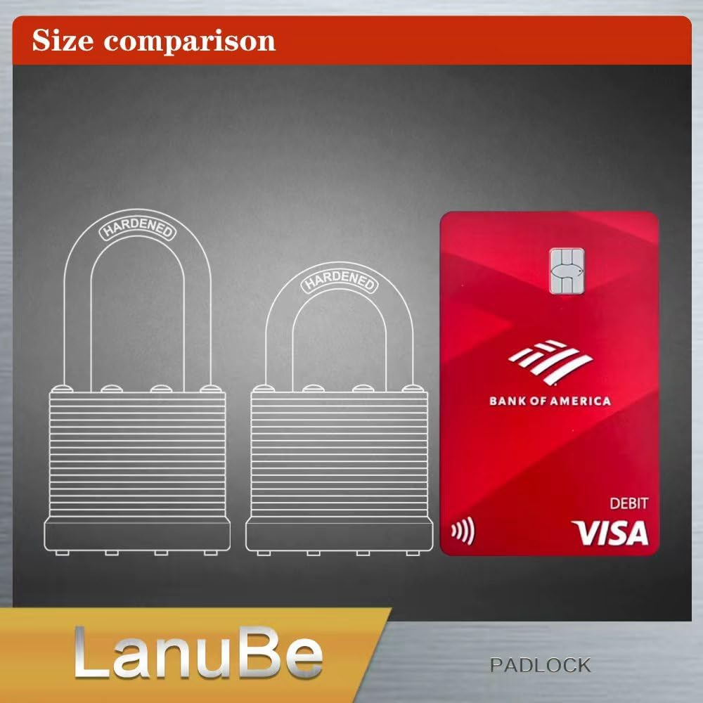 LanuBe Lock Laminated Steel Keyed Padlock,Keyed Alike Locks, Long Shackle Padlock,Pack of 12