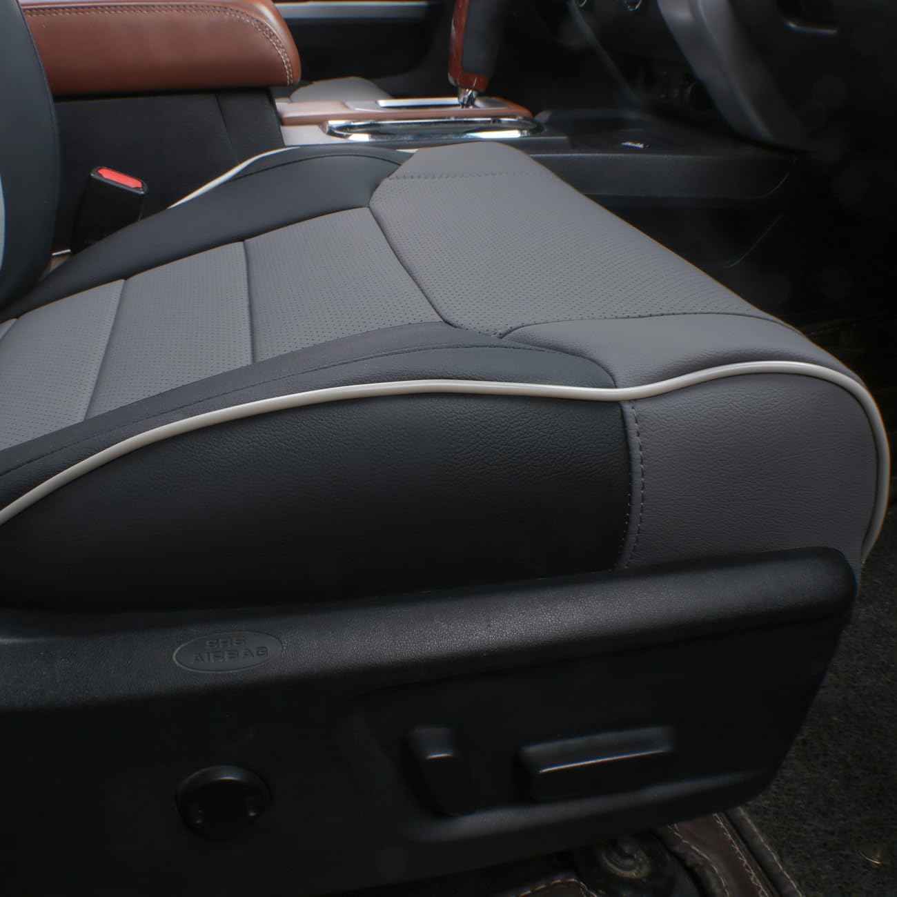 EKR Custom Fit Tacoma Car Seat Covers for Select Toyota Tacoma 2016 2017 2018 2019 2020 2021 2022 2023 Access Cab -Full Set,Leather(Black/Gray)