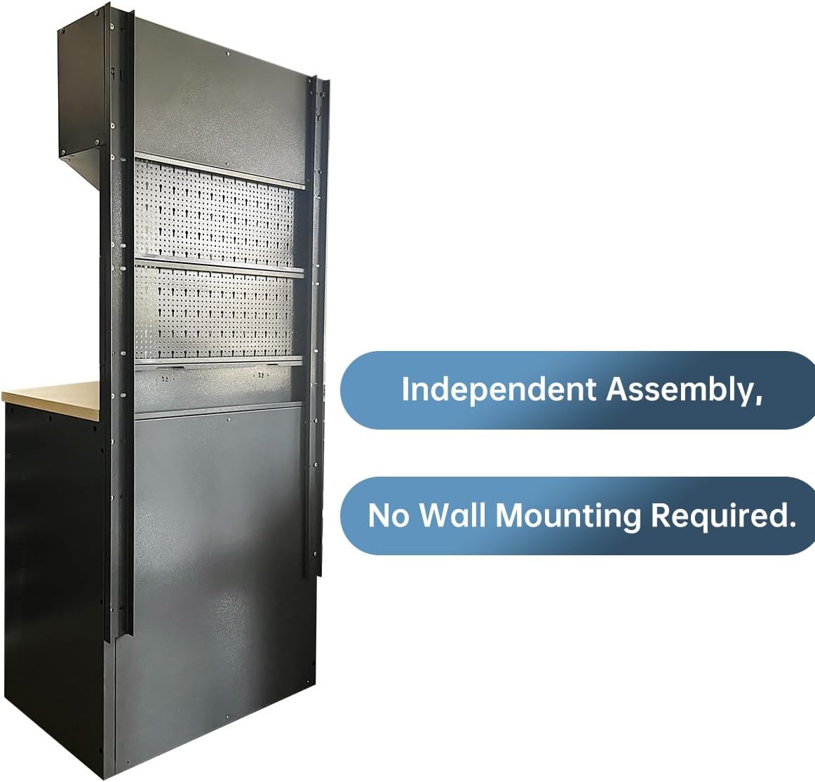 JZD Steel Garage Tool Cabinet System, for Workshop Basement Utility Room, Black and Grey, No Wall Mounting Needed