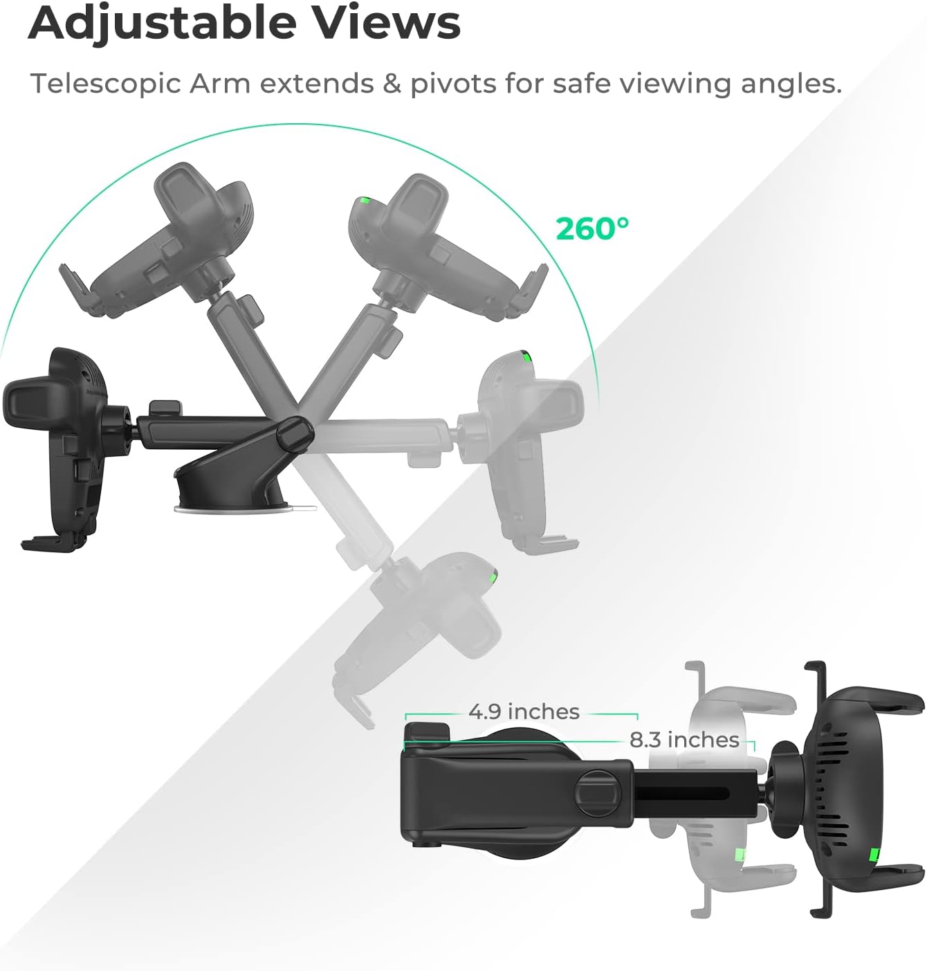 iOttie Car Charger Easy One Touch Wireless 2 Qi Charging Dashboard Phone Mount for iPhone, Samsung Galaxy, Huawei, LG, Smartphones