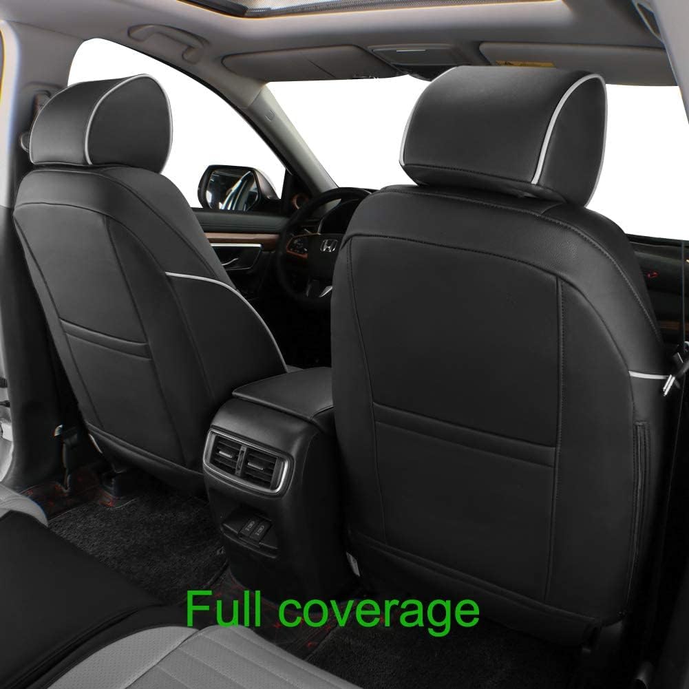 EKR Accord Car Seat Covers for Cars Honda Accord EX,EX-L,Sport,Sport SE,Touring 2017,Rear Row W/Split,Car Seat Covers Full Set,Leather Seat Covers Front Seats & Back-Leather(Black/Gray)