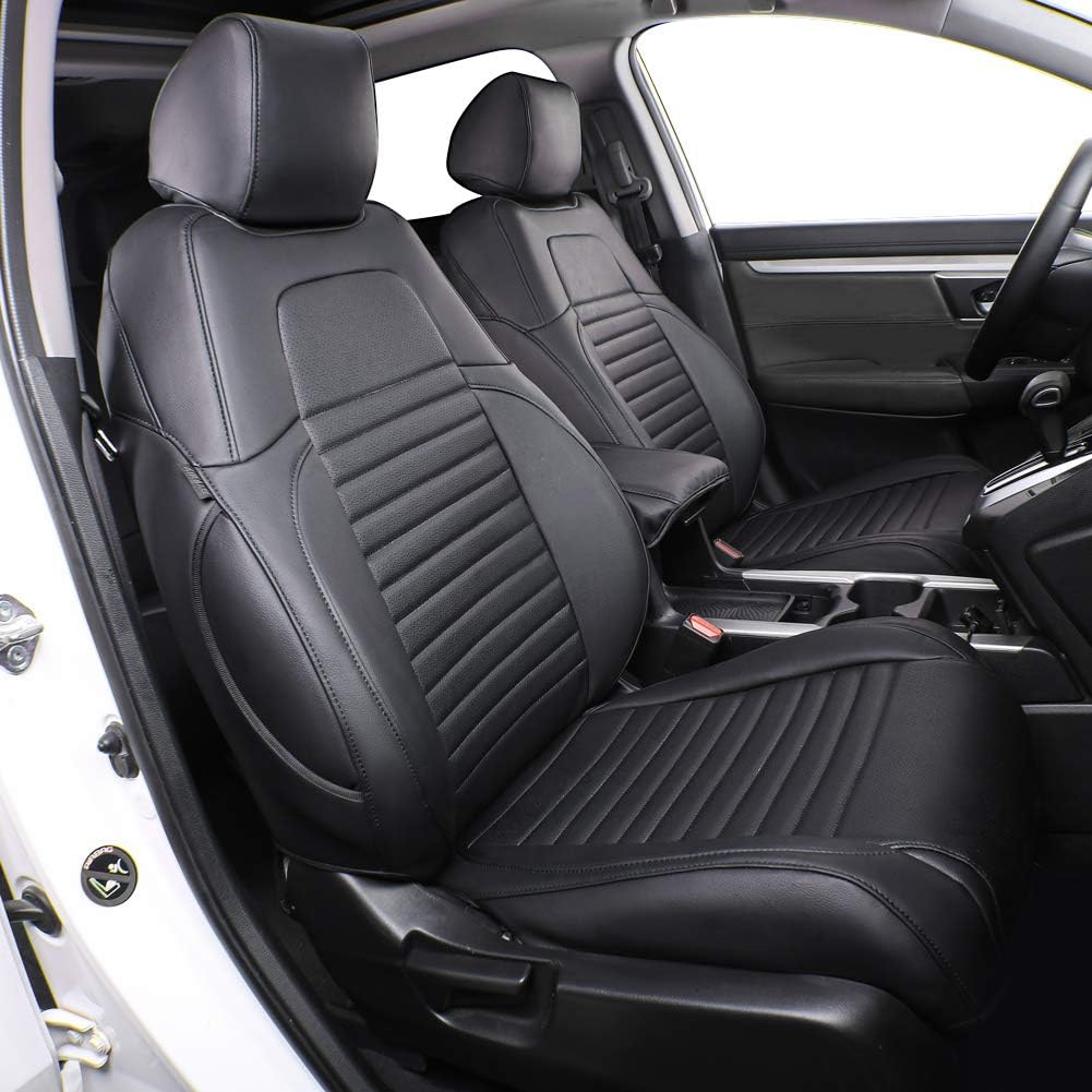 EKR Accord Seat Covers Full Set Custom for Honda Accord Base,EX-L,Touring 2014 2015 2016 2017 (Hybrid),Reat Row W/Solid Backrest & Armrest,Leather Seat Cover for Trucks,Automotive Seat Covers(Black)