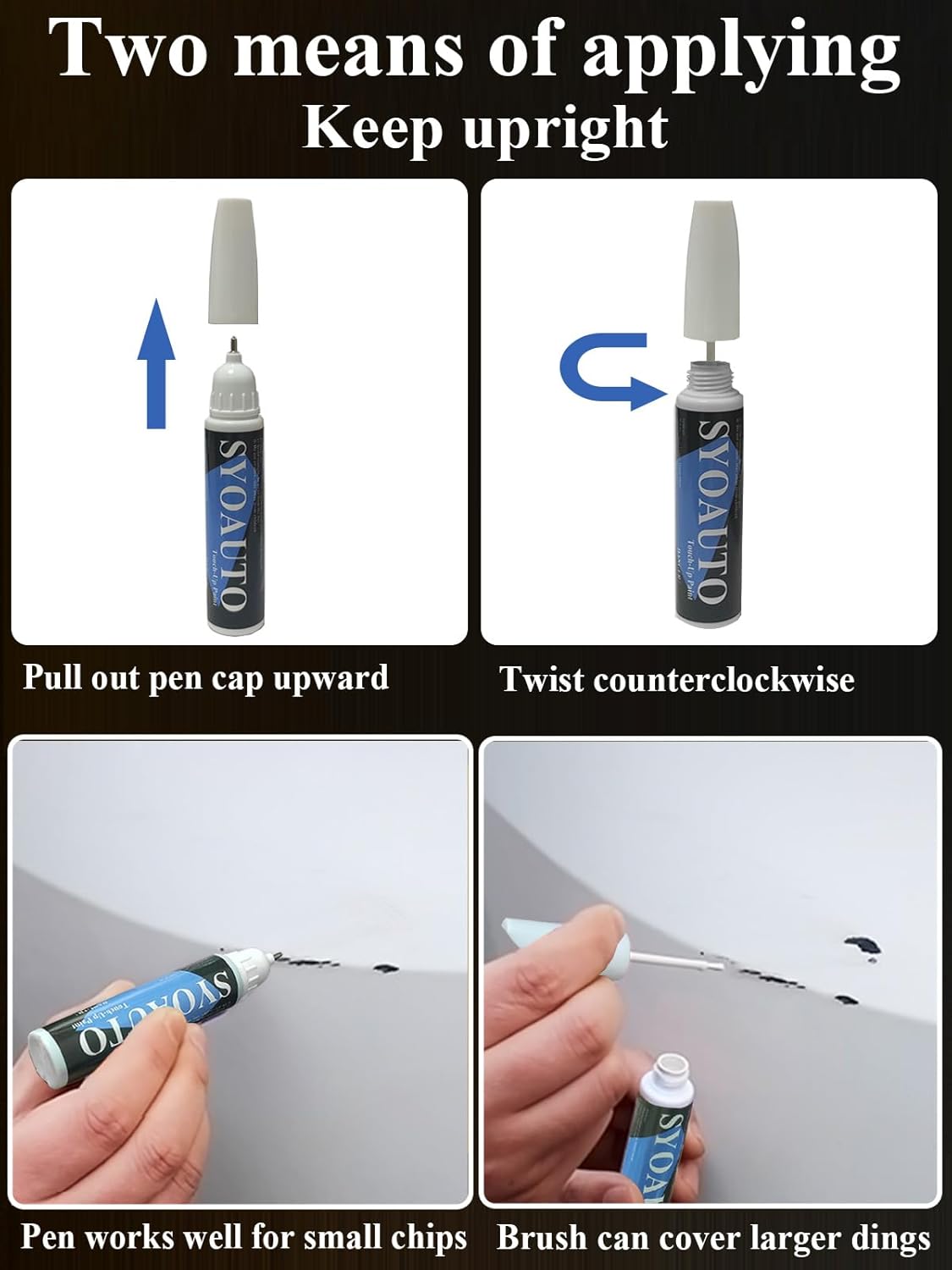 SYOAUTO Ingot Silver UX Touch Up Paint Fit for Ford Auto Touch up Paint Scratch Repair Pen Brush and Tip 2 in 1 Ingot Silver