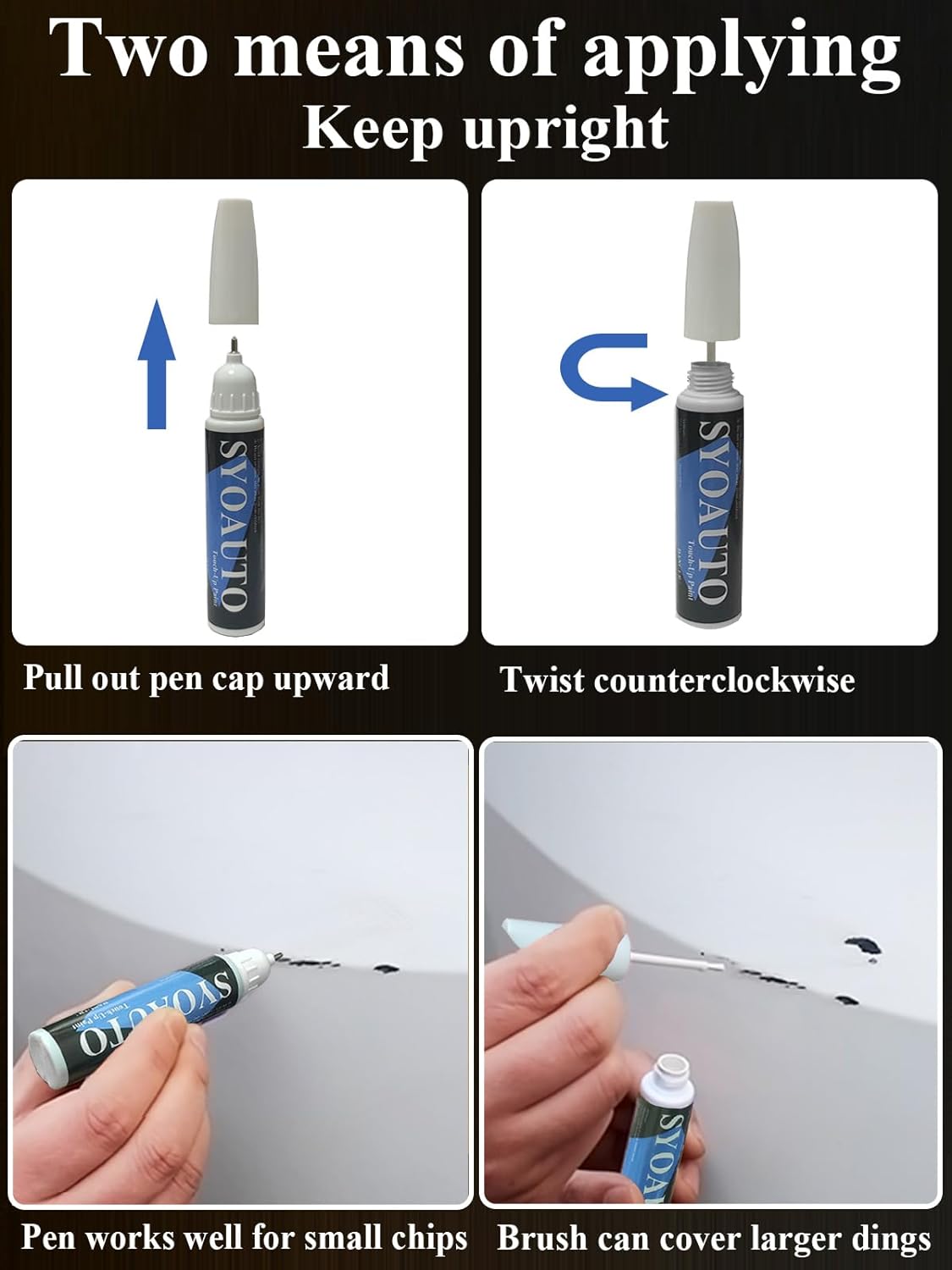 SYOAUTO Classic Silver 1F7 Touch Up Paint Fit for Toyota Cars Auto Touch up Paint Scratch Repair Pen Brush and Tip 2 in 1 Classic Silver 1F7