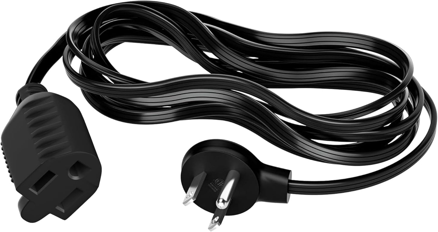 Elecan Flat Plug Extension Cord 40 Ft with Slim Space-Saving Plug Design, Thin Flat Cable Low Profile Power Cord 3 Prong Grounded Wire, 16 Gauge 13 A/125 V-Black-ETL Certified