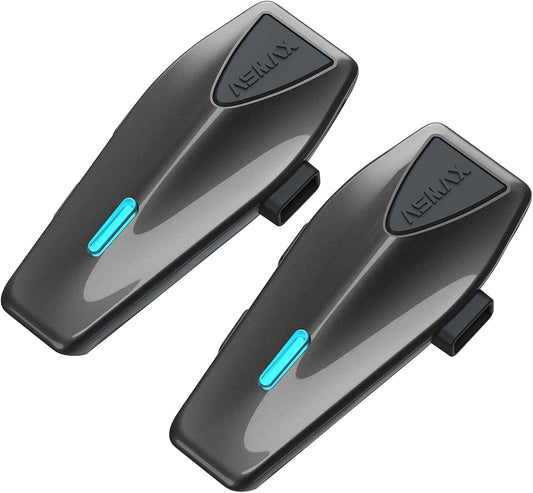 S1 Motorcycle Bluetooth Headset with 3 Intercom Modes, 8-Rider Mesh Communication, AI Voice, FM Radio, Auto Volume, Waterproof, Fast Charging for Helmet/ATV/UTV/Snowmobile, 2 Pack(Grey)