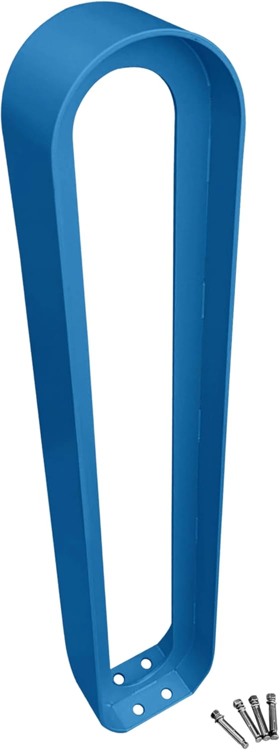 Sandbaggy Modern Commercial Bike Rack | 6.5” x 3” x 35” Oval Design | In-Ground | Anchor Bolts Included (Blue, 8)