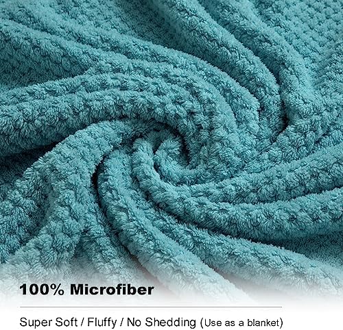 Smuge 8-Piece Turquoise Bath Towel Set, 2 Extra Large Bath Towel Sheets - Image 3