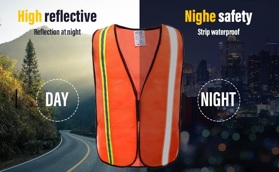 SIFE 10 Pack High Visibility Reflective Safety Vest, Made from Breathable and - Image 6