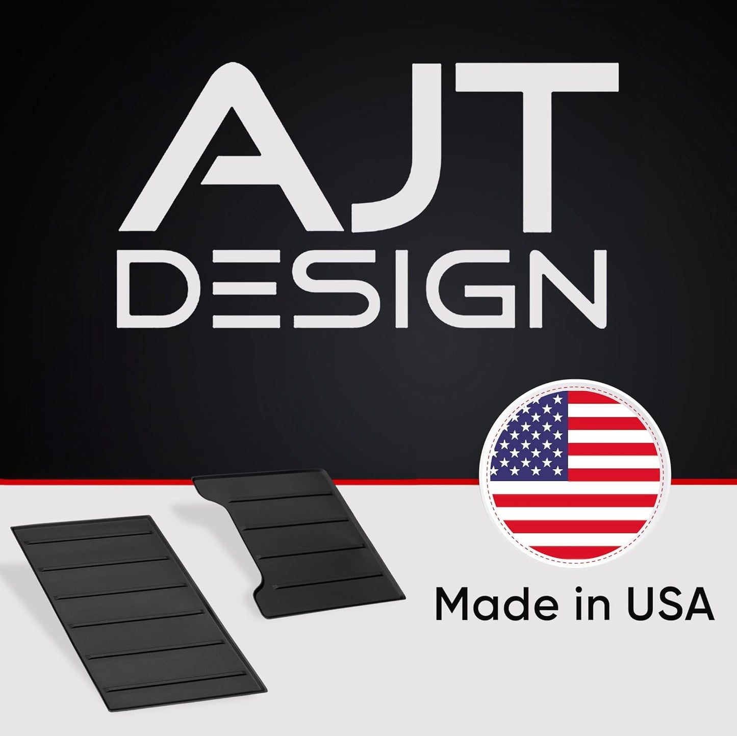 AJT DESIGN Center Console Organizer Tray Liner Compatible with 2022+ Toyota Tundra Platinum, 1794, TRD PRO, Capstone | Fits 2023+ Sequoia | Anti-Slip Mat for Car Console Organizer Tray | 2-Piece Black