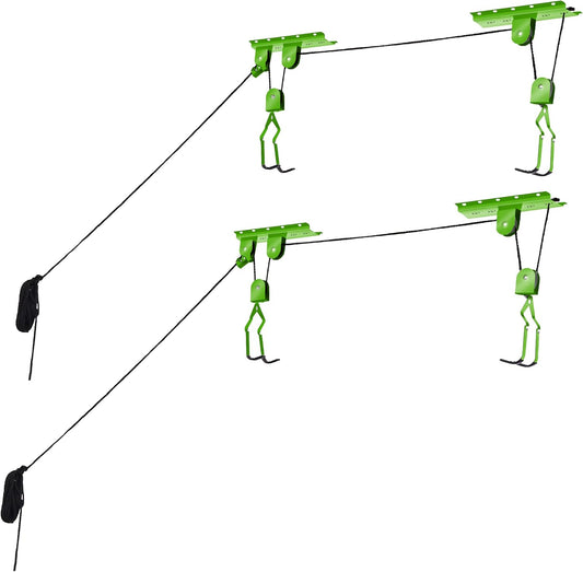 Bike Lane Products Bicycle Hoist 2-Pack Quality Garage Storage Bike Lift with 100 lb Capacity Even Works as Ladder Lift Premium Quality