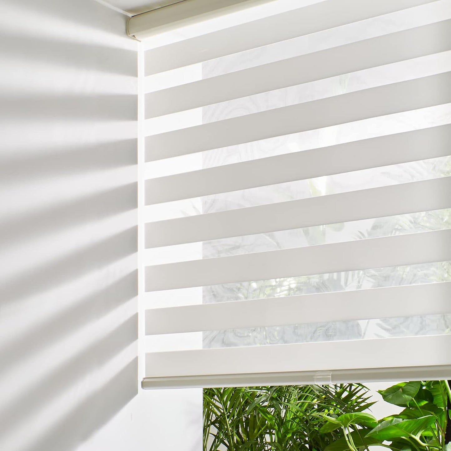 Persilux Cordless Zebra Blinds for Windows (36" W X 72" H, Cream) Free-Stop Windows Shades Dual Layer Light Control for Day and Night, Light Filtering Sheer Shades for Home, Easy to Install
