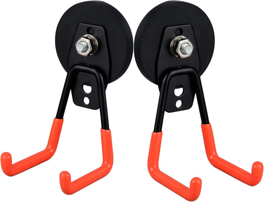 MUTUACTOR Magnetic Hooks,2PCS Large Magnetic Hooks Heavy Duty,Anti-Slip Double Magnet Hooks Garage Storage Utility Hooks for Metal Cabinet Pegboard Garage Basement Organizer