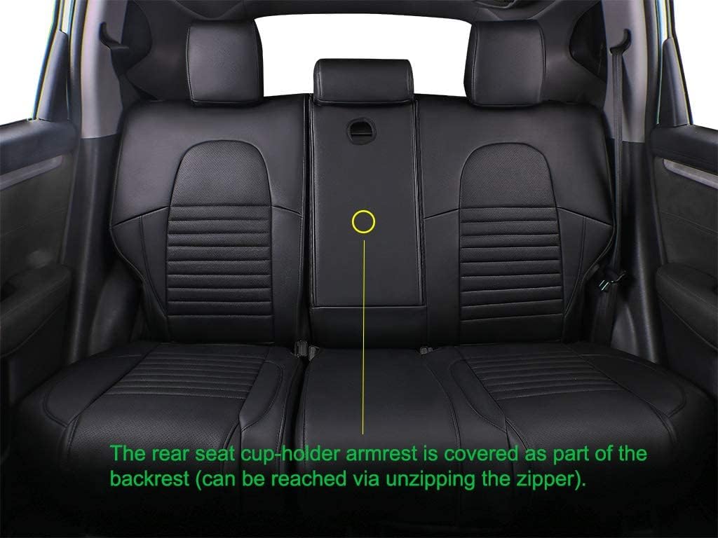 EKR Accord Seat Covers for Cars Honda Accord LX 2018 2019 2020 2021 2022(Rear Row W/Solid Backrest),Leather Seat Covers,Automotive Seat Covers,Car Seat Protector,Leather(Black)