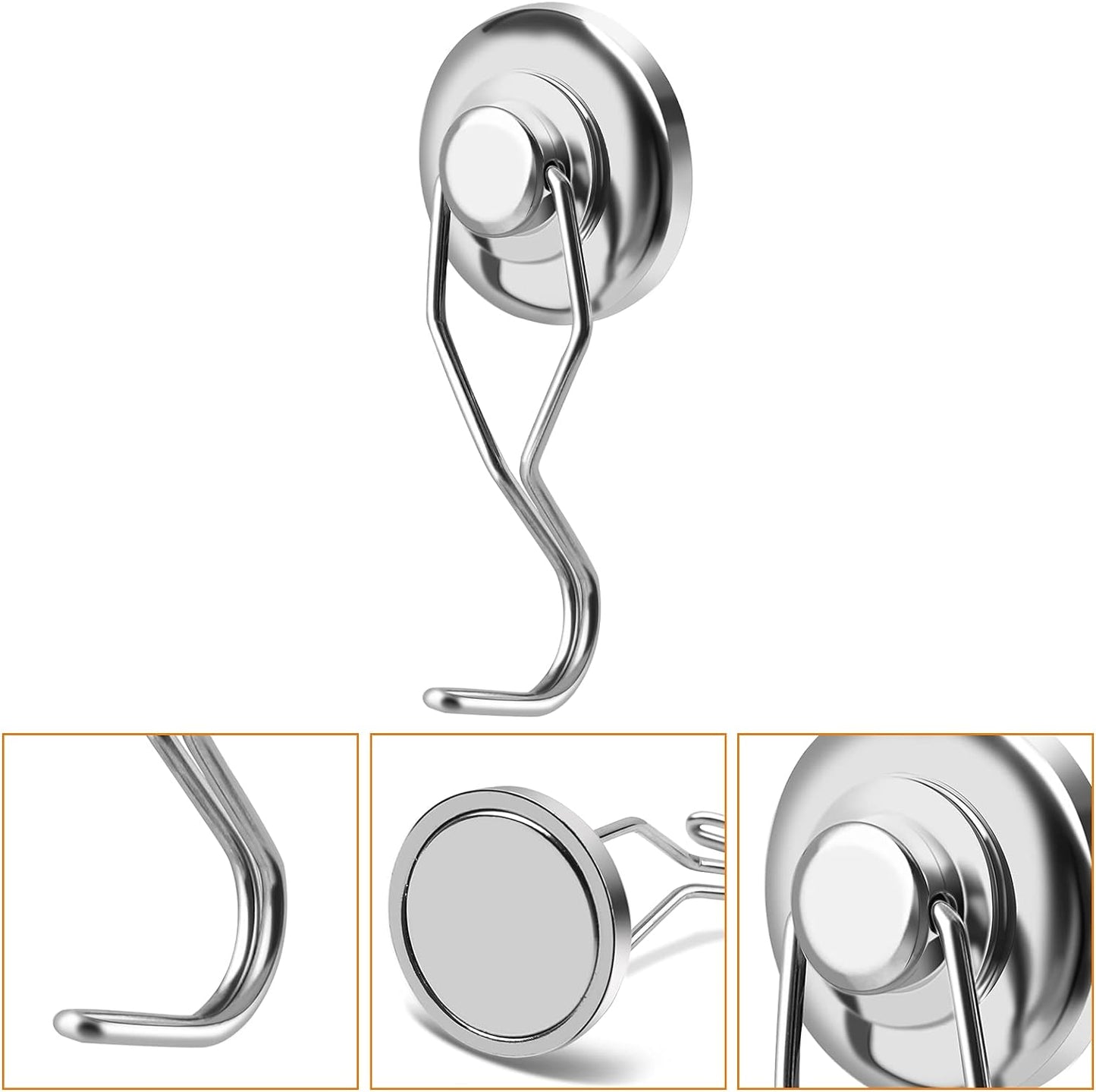 DIYMAG Swivel Swing Powerful Magnetic Hooks, 100LB (7 Pack) Strong Heavy Duty Neodymium Magnet Hooks Great for Grill, Refrigerator, Kitchen, Office-Length 68mm(2.67in), Diameter 32mm(1.26in)