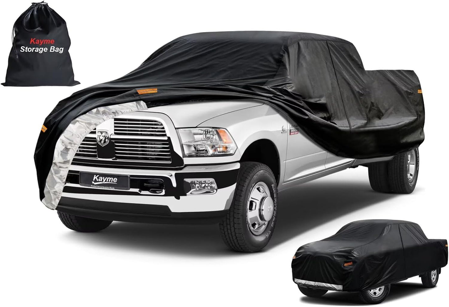 Kayme Truck Cover Custom Fit Dodge Ram 2500/3500(1994-2001) Regular Cab Long Bed. Full Exterior Heavy Duty Outdoor Pickup Truck Car Cover Waterproof All Weather.Car Tarp for Wind Sun Dust Protection.